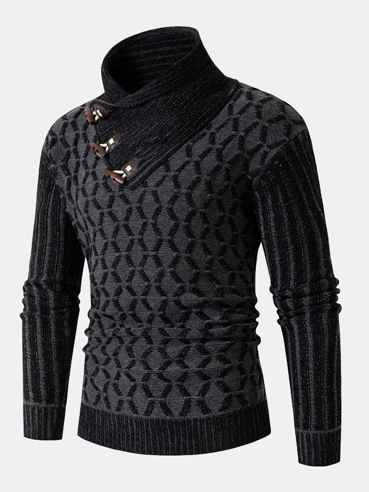 Duncan - Jacquard Toggle Turtleneck Sweater