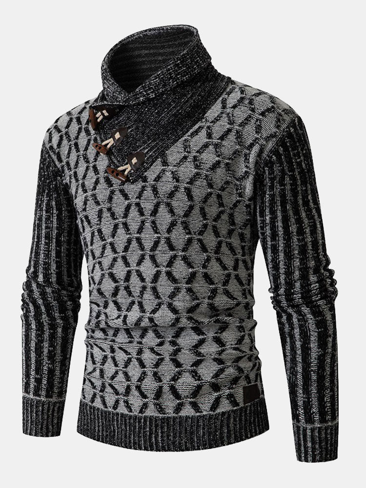 Duncan - Jacquard Toggle Turtleneck Sweater