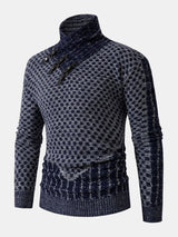 Fraser - Jacquard Knit Turtleneck with Leather Buckle Details