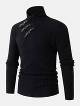 Fraser - Jacquard Knit Turtleneck with Leather Buckle Details