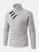 Fraser - Jacquard Knit Turtleneck with Leather Buckle Details