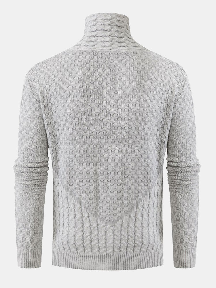 Fraser - Jacquard Knit Turtleneck with Leather Buckle Details