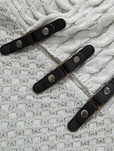 Fraser - Jacquard Knit Turtleneck with Leather Buckle Details