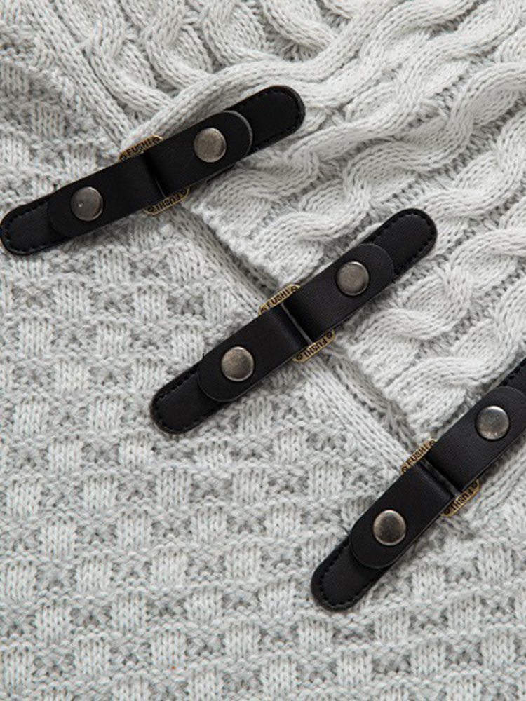 Fraser - Jacquard Knit Turtleneck with Leather Buckle Details