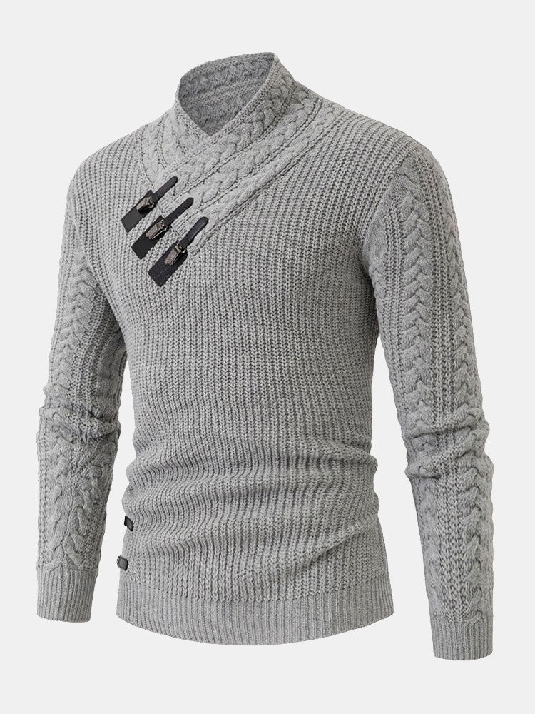 Gordon - Turtleneck Sweater with Leather Buckle Details