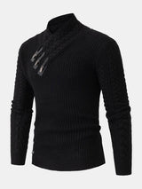 Gordon - Turtleneck Sweater with Leather Buckle Details