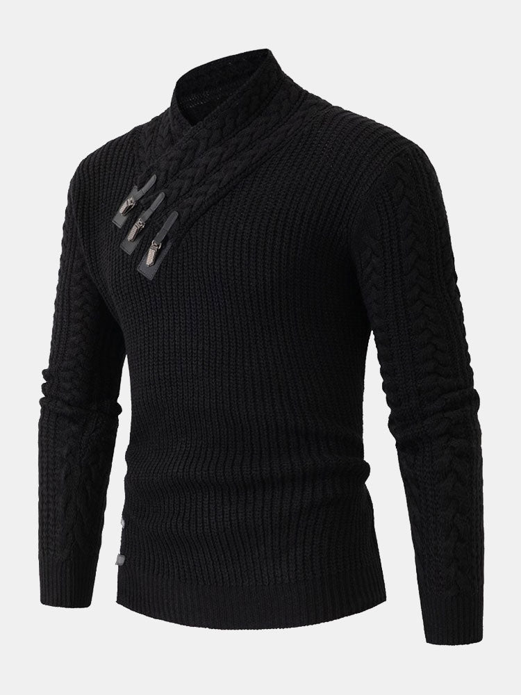 Gordon - Turtleneck Sweater with Leather Buckle Details