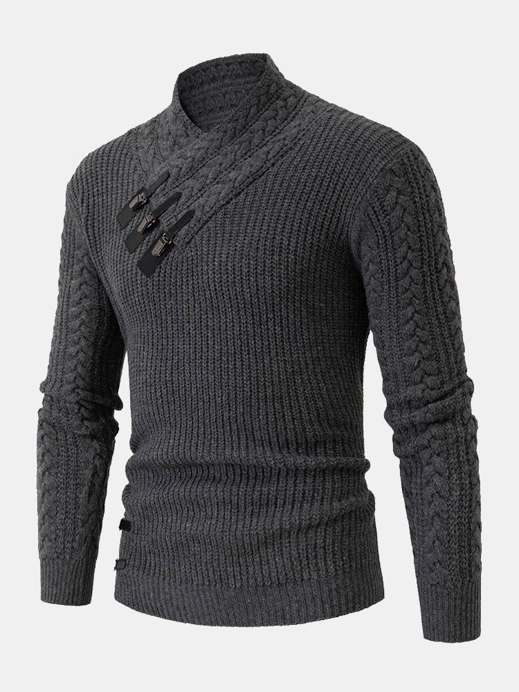 Gordon - Turtleneck Sweater with Leather Buckle Details