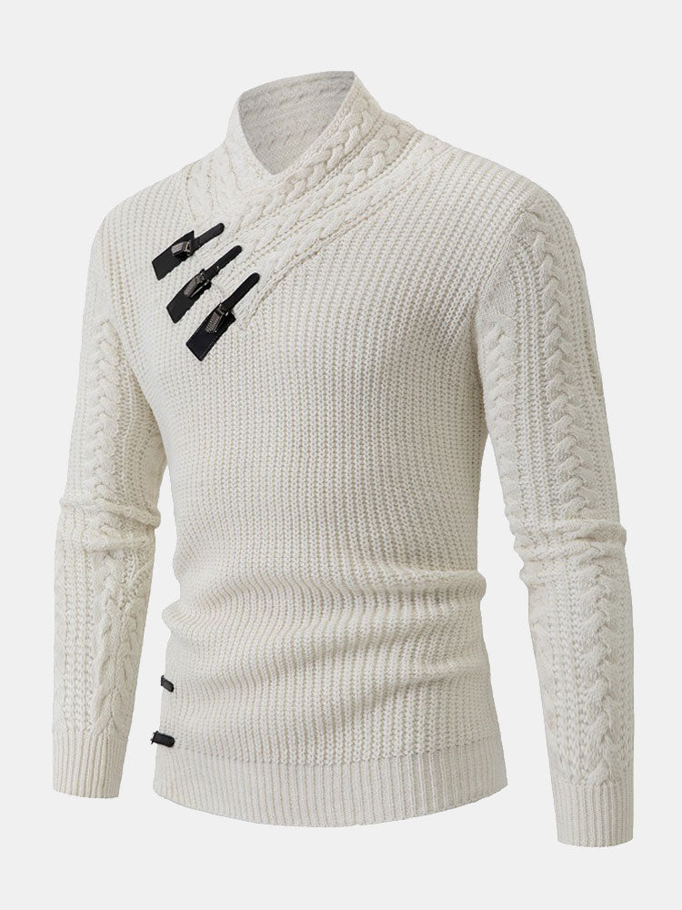 Gordon - Turtleneck Sweater with Leather Buckle Details