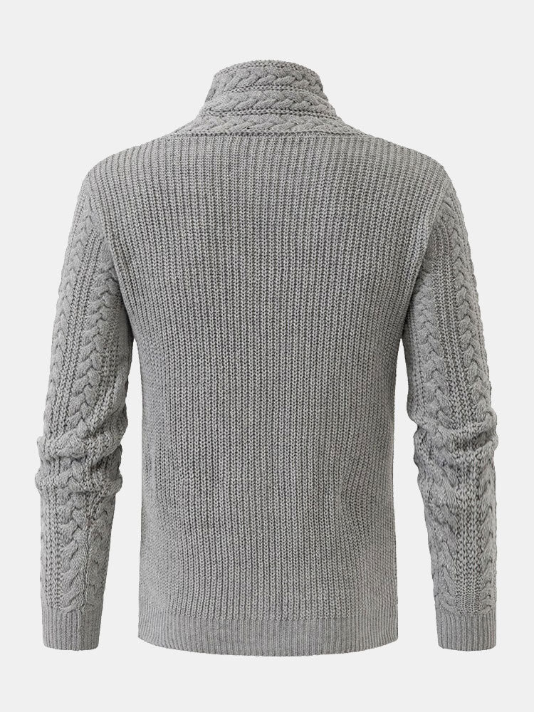 Gordon - Turtleneck Sweater with Leather Buckle Details