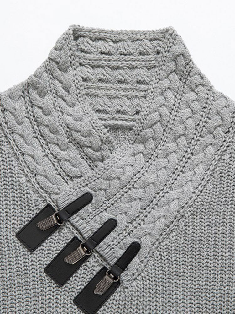 Gordon - Turtleneck Sweater with Leather Buckle Details