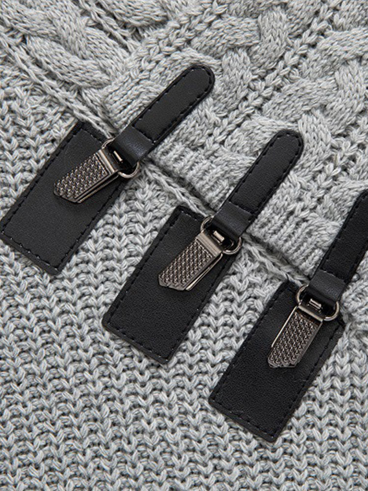 Gordon - Turtleneck Sweater with Leather Buckle Details