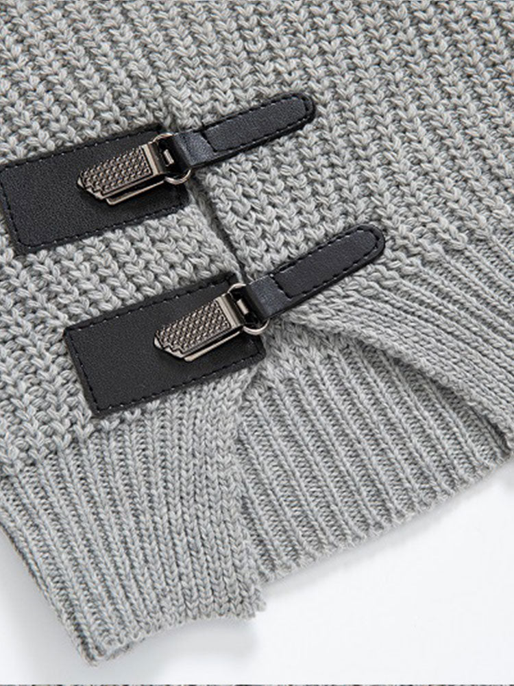 Gordon - Turtleneck Sweater with Leather Buckle Details