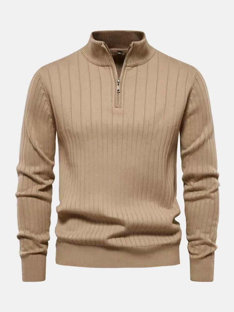 Ian - Striped Half-Zip Sweater