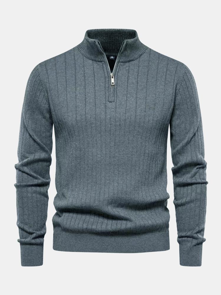 Ian - Striped Half-Zip Sweater
