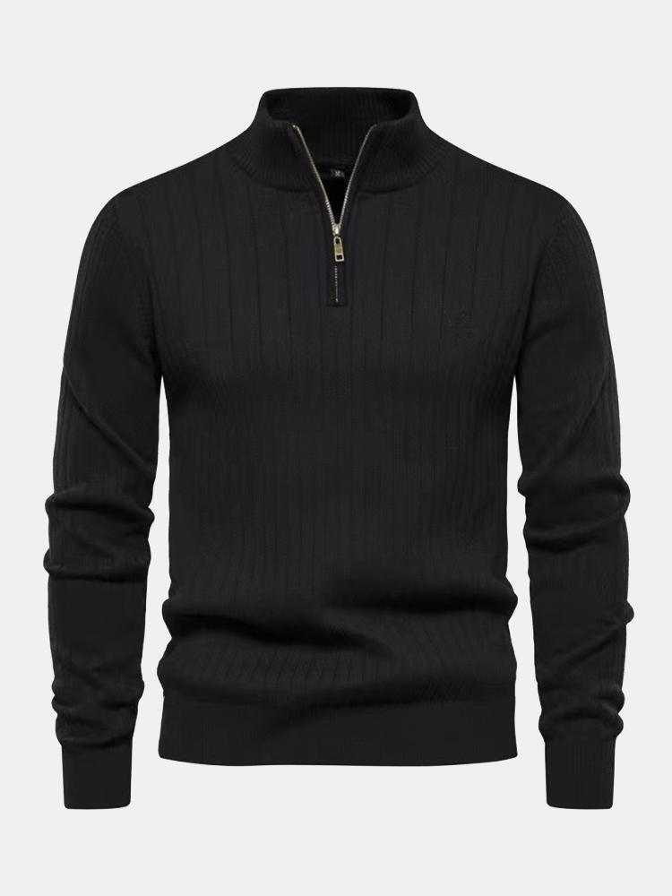 Ian - Striped Half-Zip Sweater