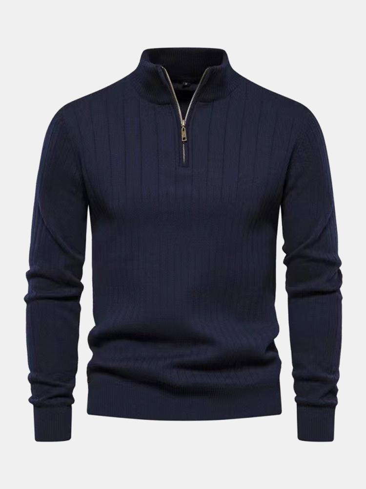 Ian - Striped Half-Zip Sweater
