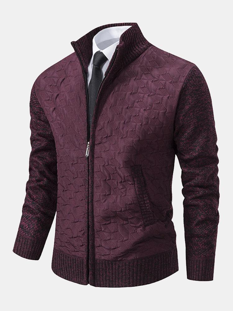 Neil - Quilted Jacquard Zip Sweater