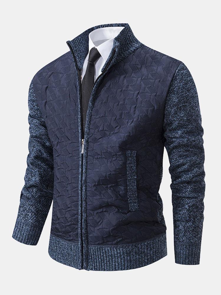Neil - Quilted Jacquard Zip Sweater