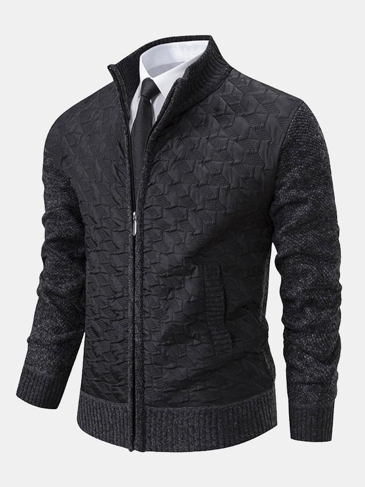Neil - Quilted Jacquard Zip Sweater