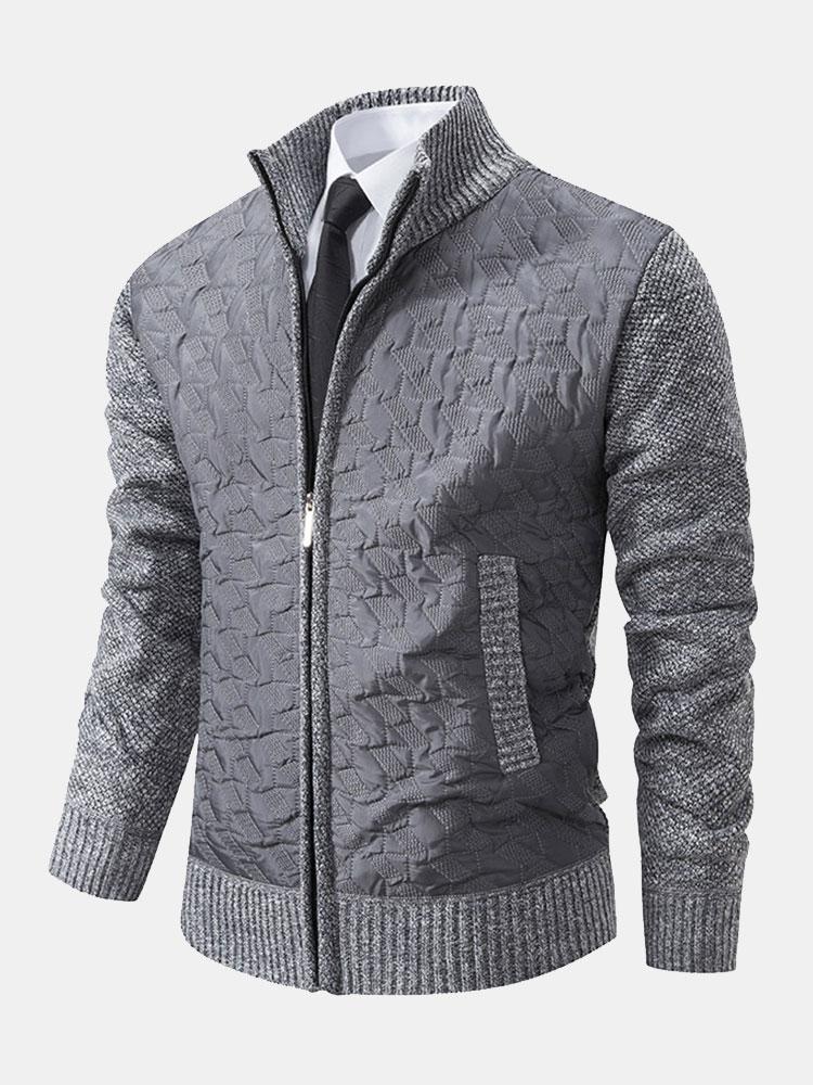 Neil - Quilted Jacquard Zip Sweater
