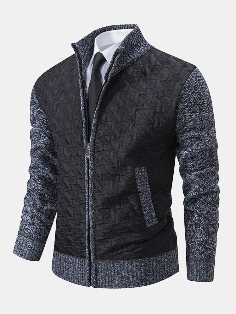 Neil - Quilted Jacquard Zip Sweater