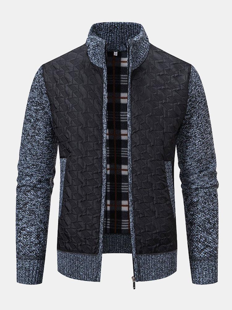 Neil - Quilted Jacquard Zip Sweater