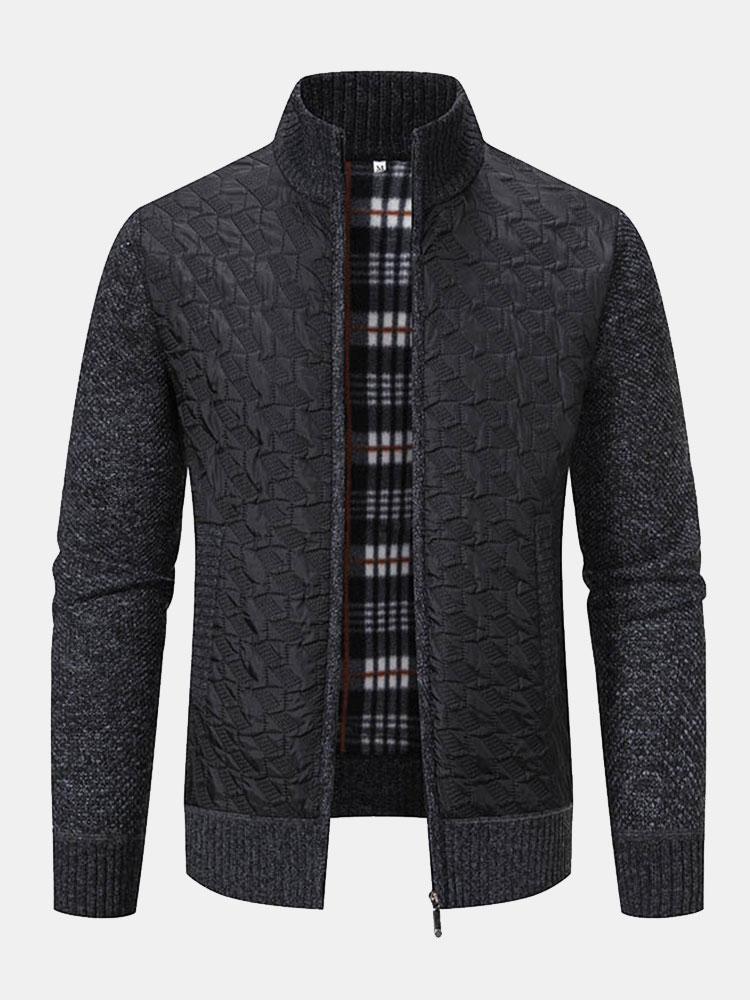 Neil - Quilted Jacquard Zip Sweater