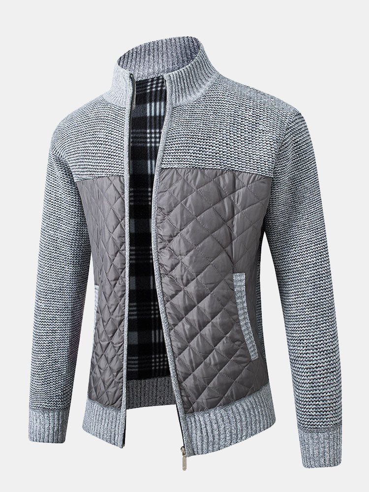 Ross - Quilted Patchwork Zip Sweater