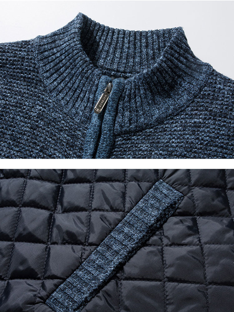 Ross - Quilted Patchwork Zip Sweater