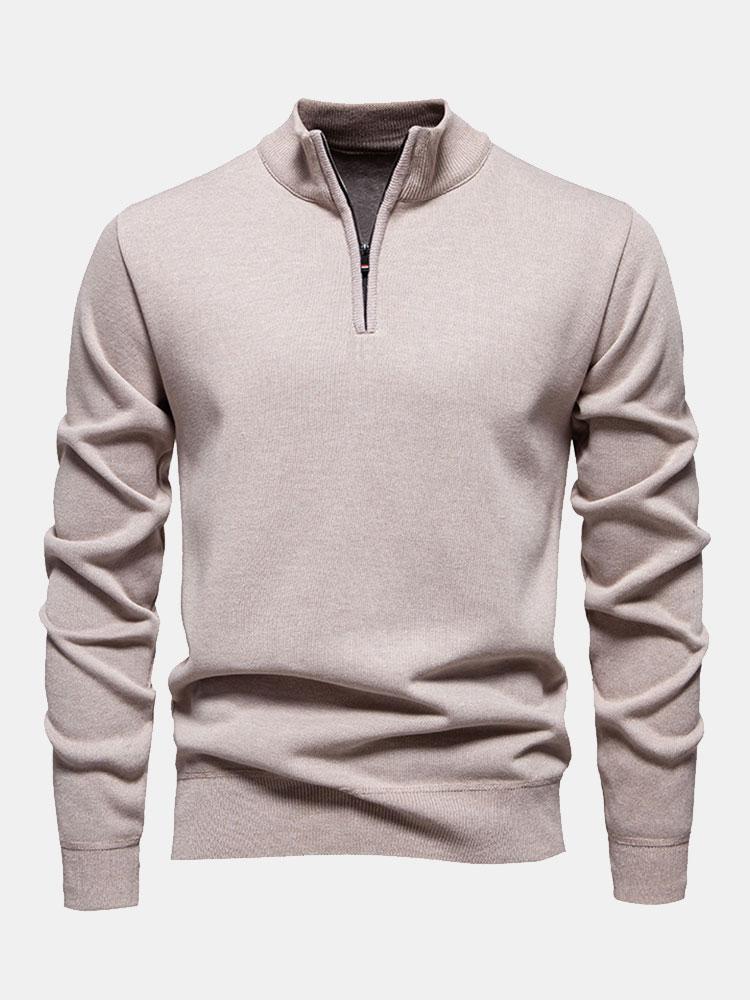 Alistair - Relaxed Fit High Neck Zip Sweater