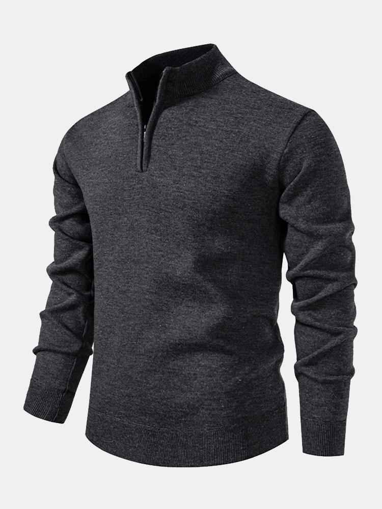 Alistair - Relaxed Fit High Neck Zip Sweater