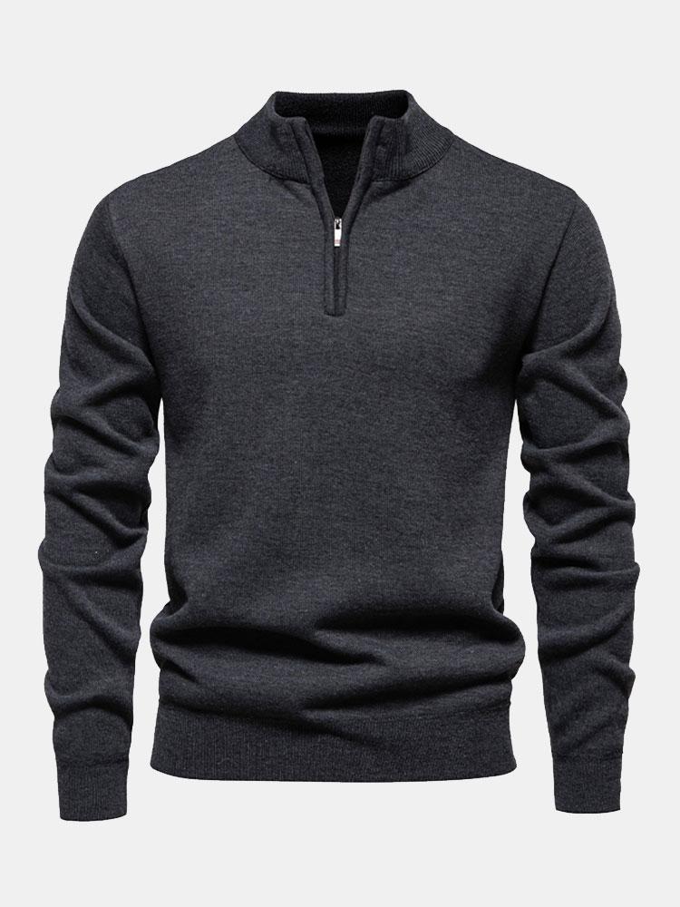 Alistair - Relaxed Fit High Neck Zip Sweater