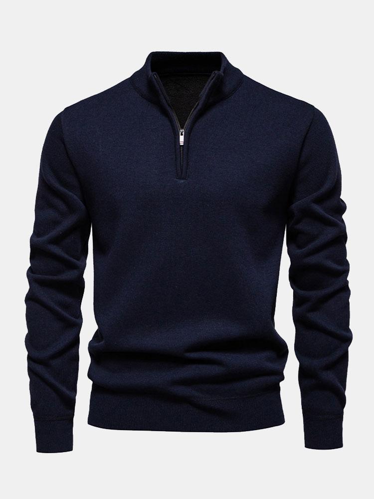 Alistair - Relaxed Fit High Neck Zip Sweater