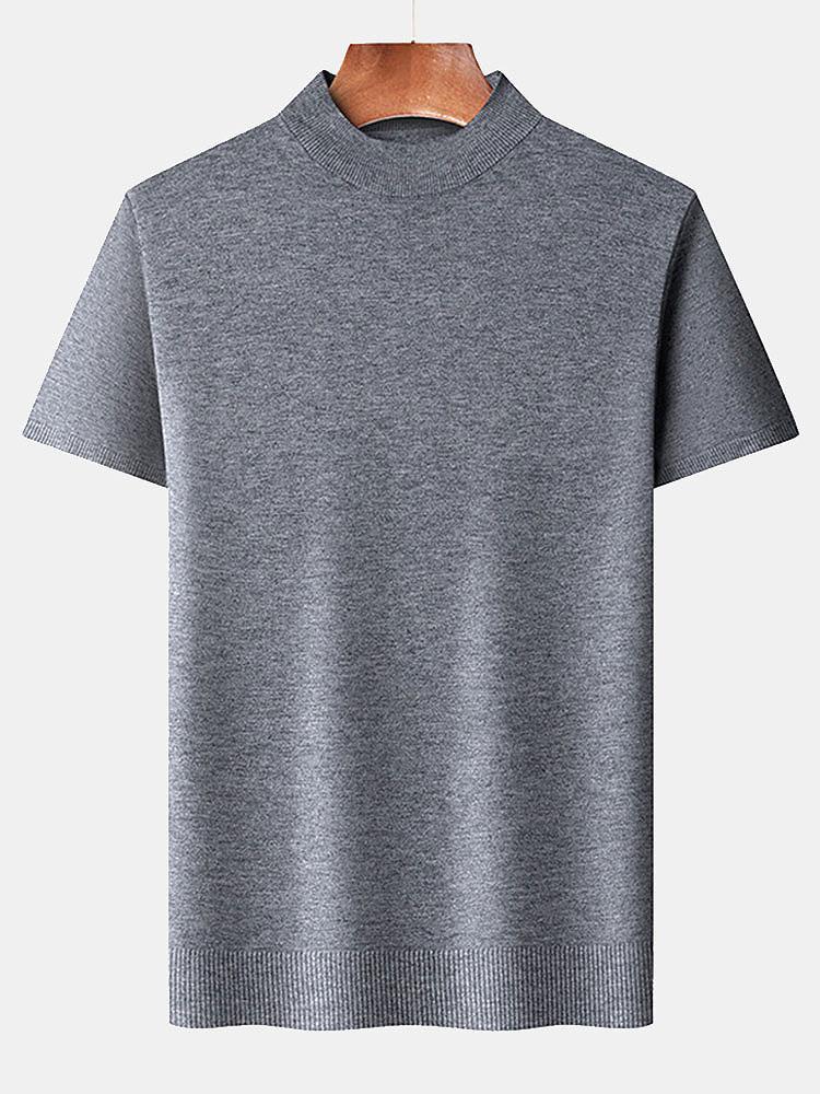 Nash - Slim Fit Short Sleeve Stand Collar Sweater