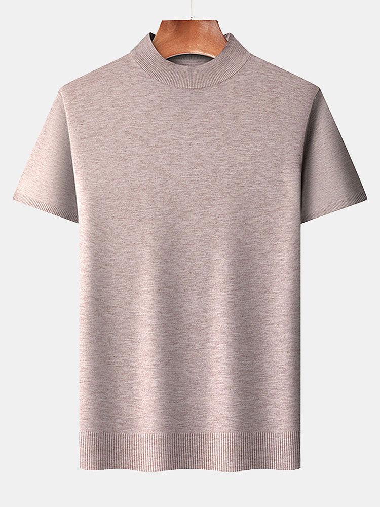 Nash - Slim Fit Short Sleeve Stand Collar Sweater