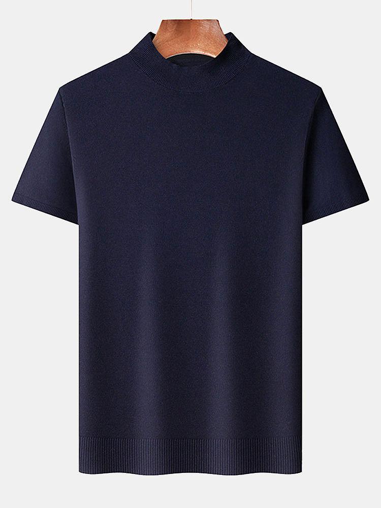 Nash - Slim Fit Short Sleeve Stand Collar Sweater