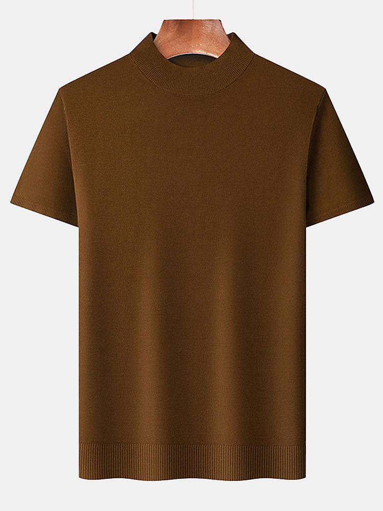 Nash - Slim Fit Short Sleeve Stand Collar Sweater