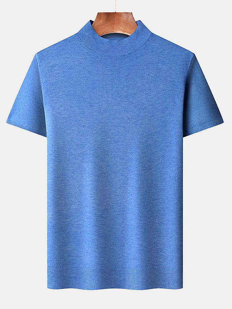 Nash - Slim Fit Short Sleeve Stand Collar Sweater