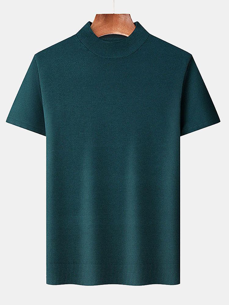 Nash - Slim Fit Short Sleeve Stand Collar Sweater