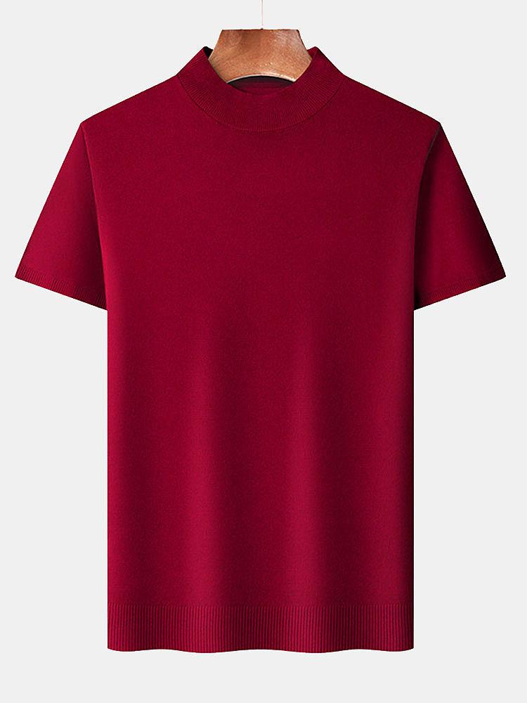 Nash - Slim Fit Short Sleeve Stand Collar Sweater