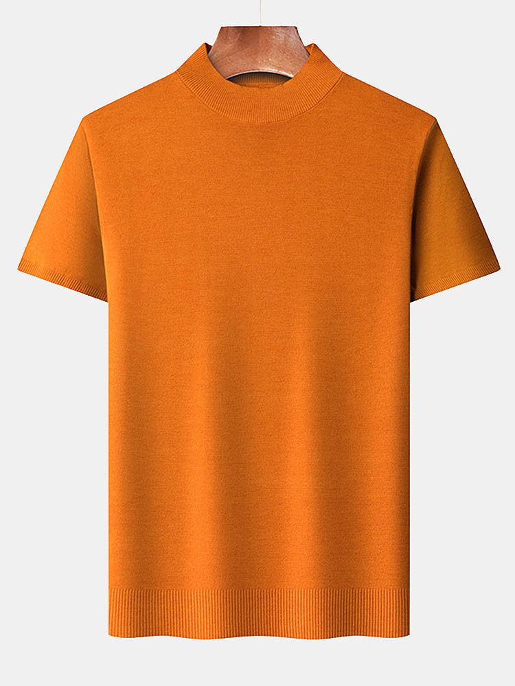 Nash - Slim Fit Short Sleeve Stand Collar Sweater
