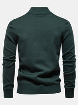 Rhys - Striped Stretch Cotton Quarter-Zip Sweater