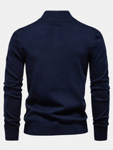 Rhys - Striped Stretch Cotton Quarter-Zip Sweater