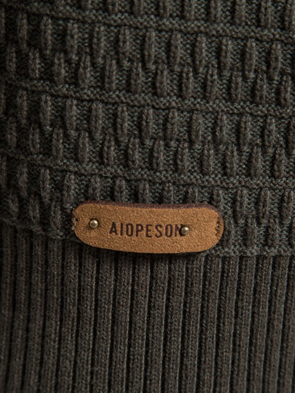 Callum - Textured Stand Collar Button Sweater