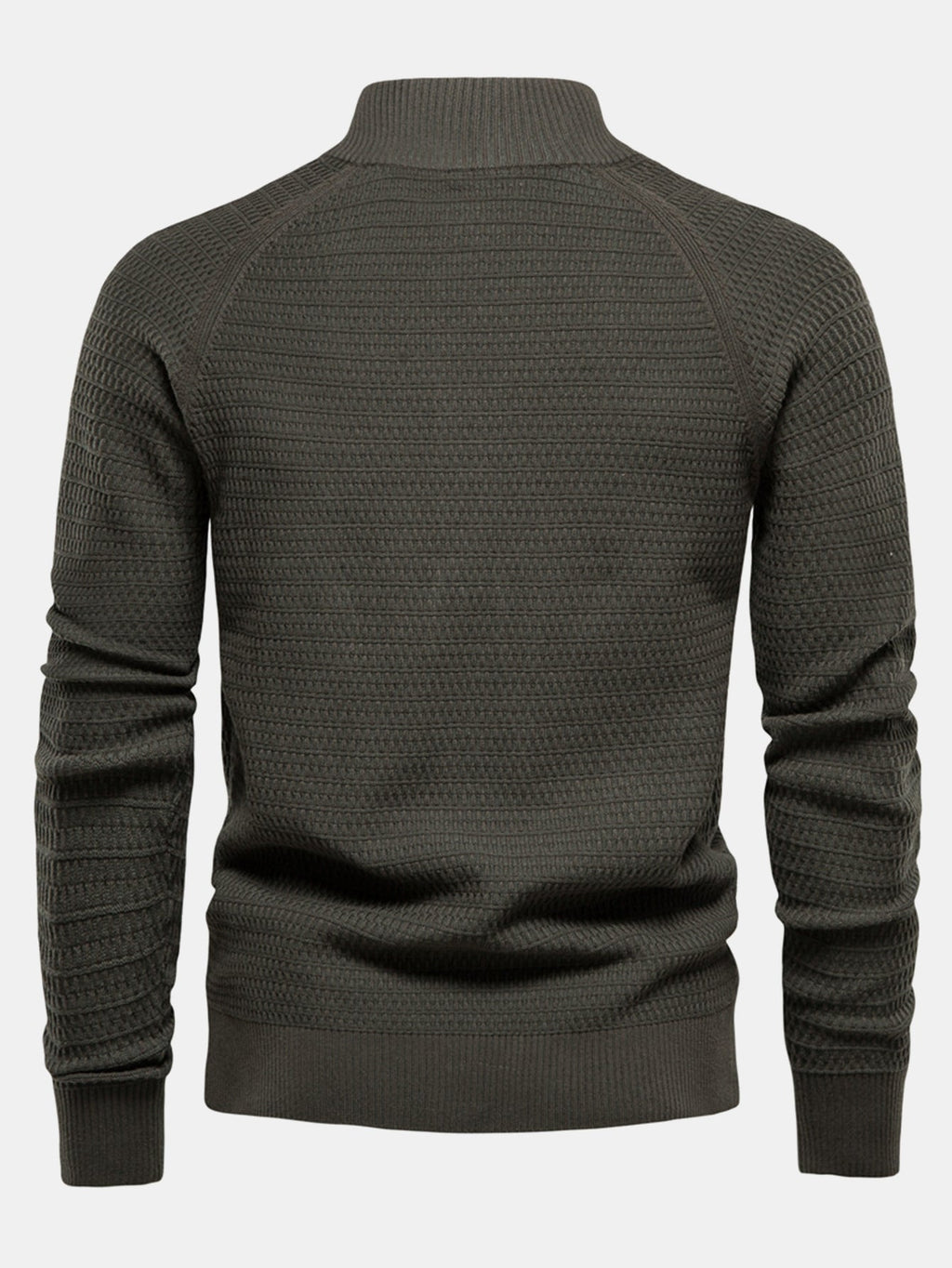 Callum - Textured Stand Collar Button Sweater