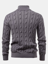 Declan - Jacquard Cable Knit Quarter-Zip Sweater