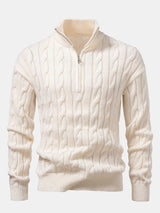 Declan - Jacquard Cable Knit Quarter-Zip Sweater