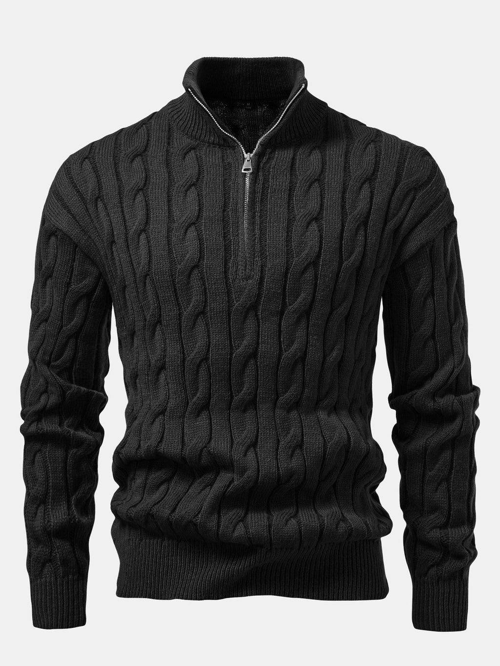 Declan - Jacquard Cable Knit Quarter-Zip Sweater