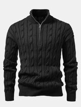 Declan - Jacquard Cable Knit Quarter-Zip Sweater